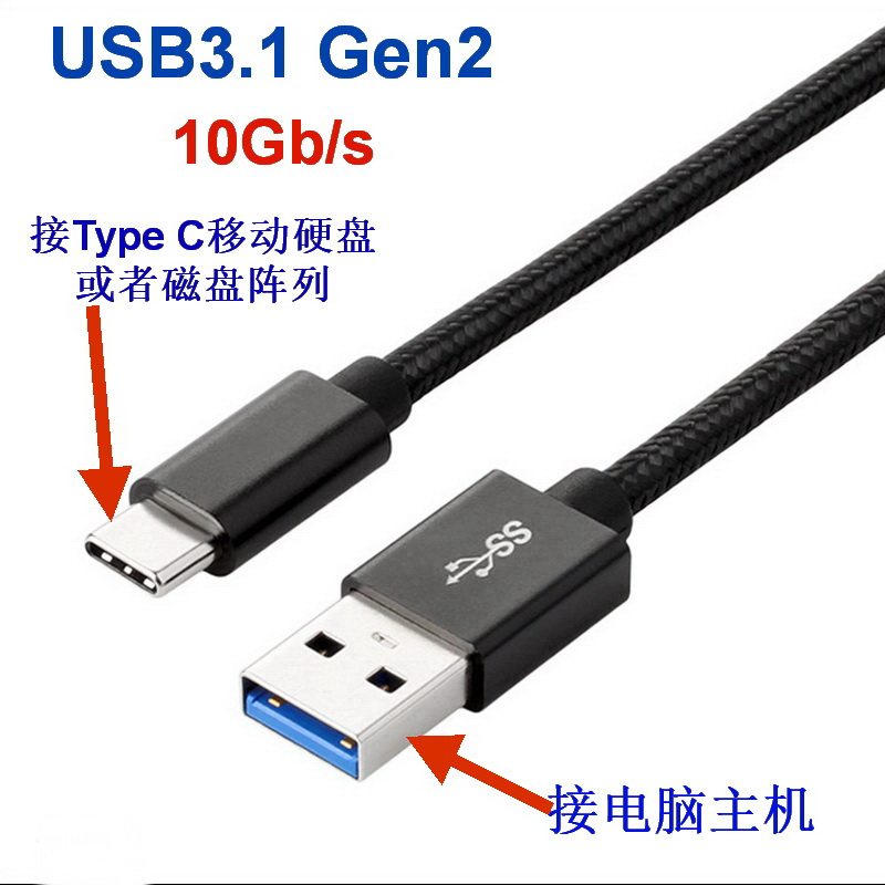 USB3.2 Gen2*2 Type C 20Gbps全功能二合一移动硬盘磁盘阵列高速数据线支持4K视频手机充电Type