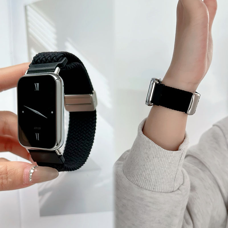 适用小米手环8/9pro红米watch4/5表带小米S3/S4吸磁腕带编织表带