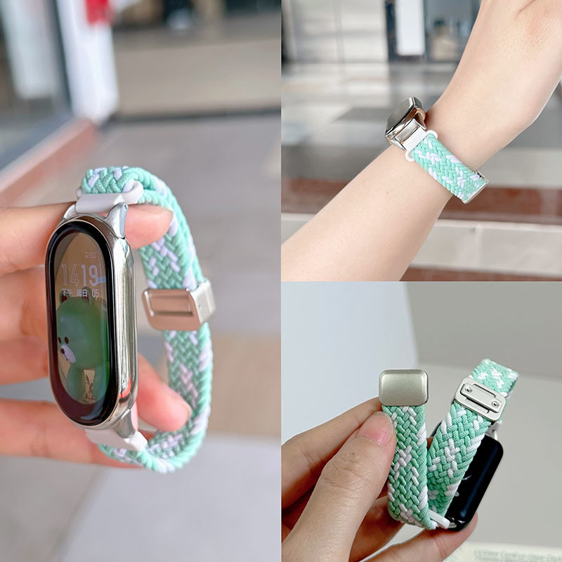 适用小米手环10/9表带回环吸磁NFC编织876543nfc运动band透气腕带