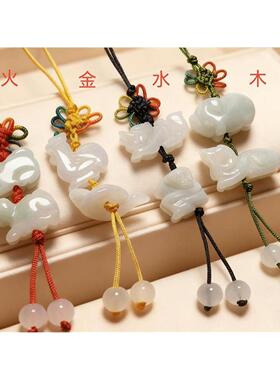 2026年本命年天然翡翠玉石生肖属马虎兔猴猪三合六合钥匙挂坠