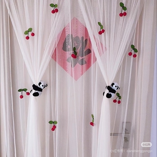 纱窗帘装饰配件小饰品窗帘装饰点缀樱桃胸针毛球diy绒球场景装饰