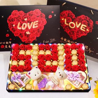 德芙巧克力礼盒装送女朋友老婆表白爱心玫瑰花糖果生日520节礼物