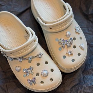 【蝴蝶之恋】闪闪发光金属立体DIY可拆卸洞洞鞋鞋花装饰适配crocs