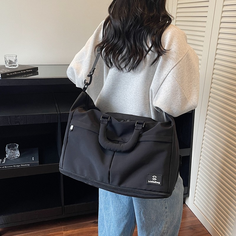 大容量旅行包女轻便防水可扩容短途手提包休闲简约风黑色学生日韩,箱包皮具/热销女包/男包,旅行袋,淘宝优惠券,粉丝福利购,淘宝优惠卷