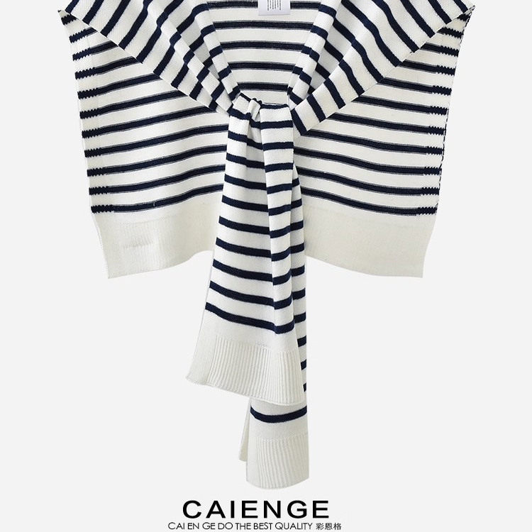 2026新款春秋针织条纹披肩外搭薄款女夏季办公室空调房护颈小坎肩