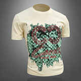 2026新款夏季男士重工艺刺绣T恤A315-XB89P753D图米色，男装T恤，电商A315