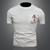2026新款夏季男士重工艺刺绣T恤A315-XB86P753D图白，男装T恤，电商A315
