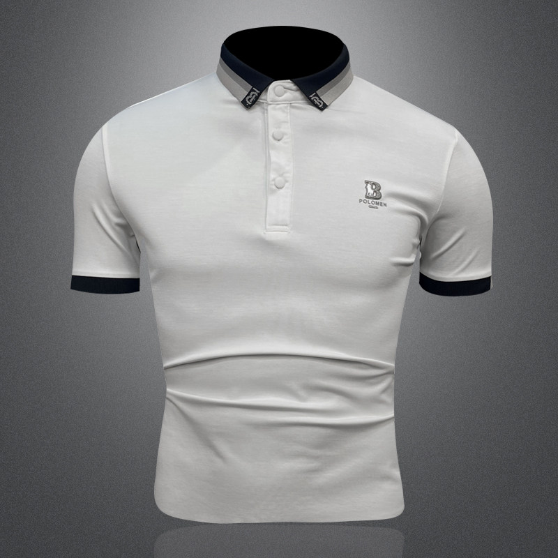 2026新款夏季男士POLO翻领T恤6217P50白3D图，男装T恤，电商A315