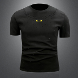 2026新款夏季男士重工艺烫钻T恤A315-XB9126-1P753D图白，男装T恤，电商A315