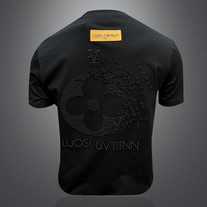 2026新款 夏季 男士丝光棉刺绣T恤 A315-XB58 P75 黑 3D图，男装T恤，电商A315