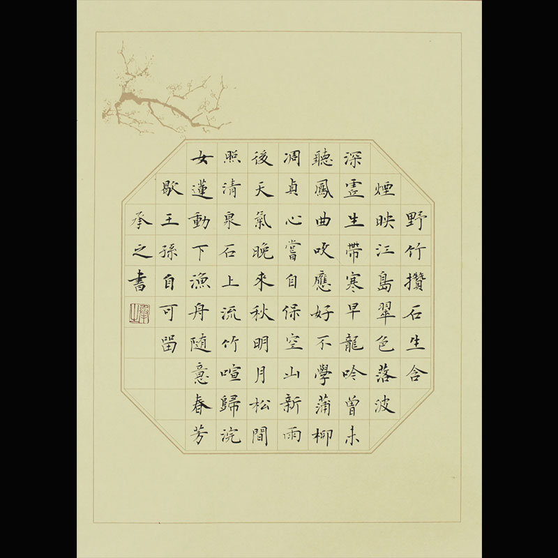 毛笔书法专用宣纸书法创作品纸仿古粉彩宣纸小楷书法用品格子梅