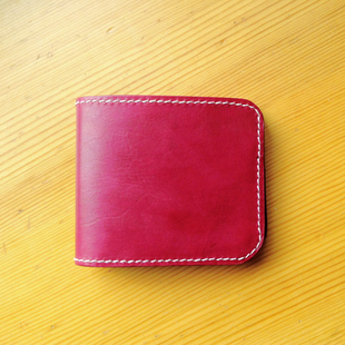 手工皮具 植鞣革染色 手缝 横款 短款 钱包 钱夹养牛 钱包