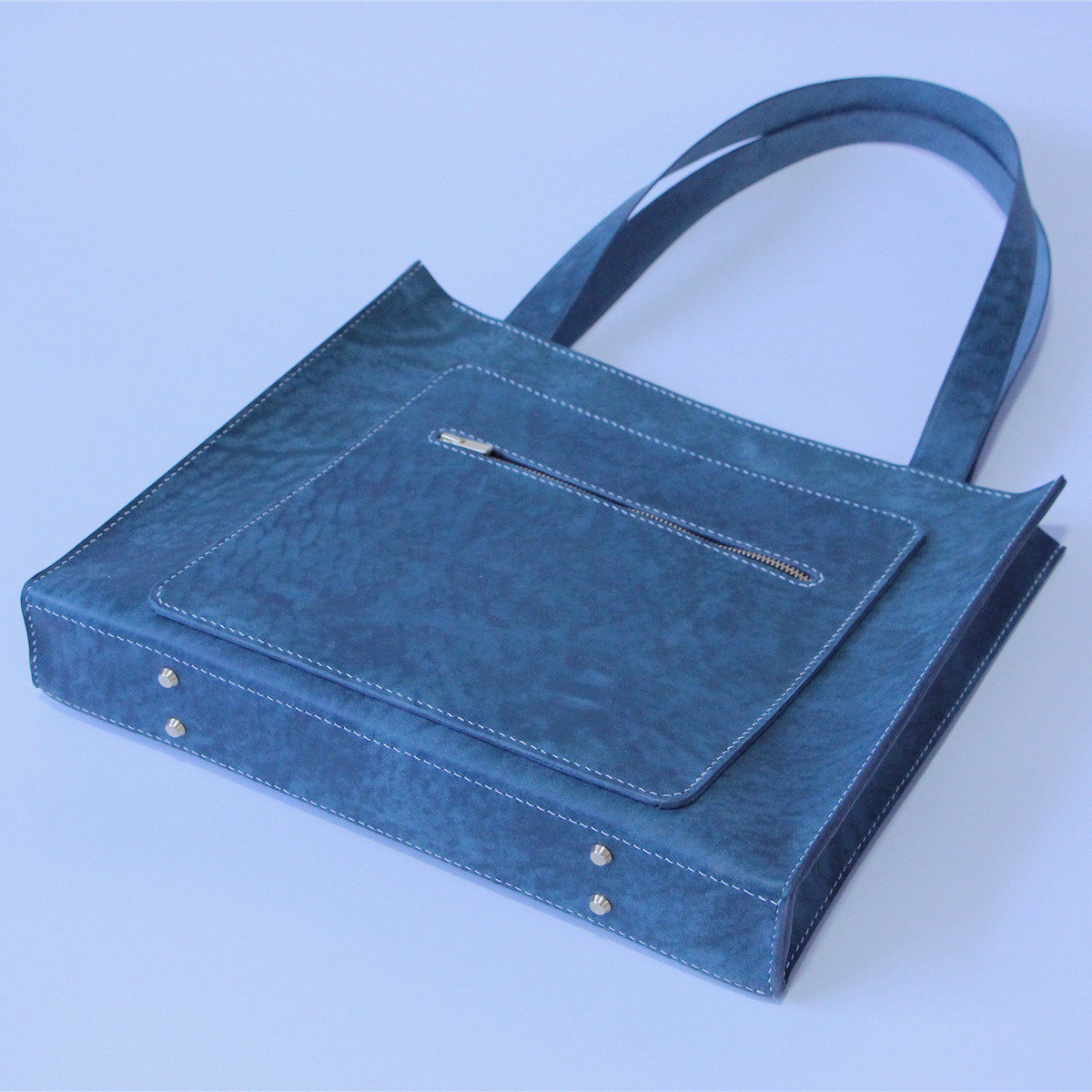 手工制作 简约立体方形磁扣拉链真皮头层牛皮托特包单肩包手提包