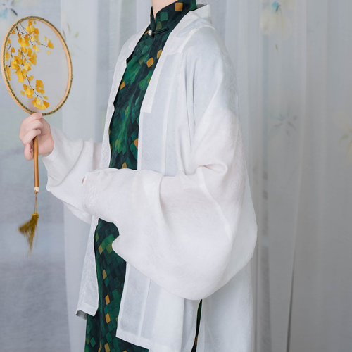 茉莉雪芽 | 凤翥斋真丝花绫宋制飞机袖短衫汉服