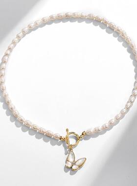 戴拉高级感淡水珍珠蝴蝶项链