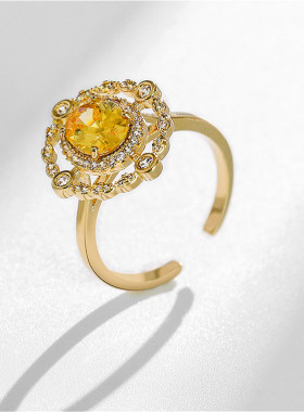 复古水晶食指高级感饰品开口戒子