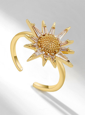 时尚靓丽璀璨芒星开口锆石戒