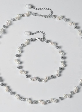 戴拉高级感925银珍珠项链手链