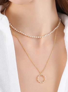 戴拉时尚淡水珍珠个性双层项链