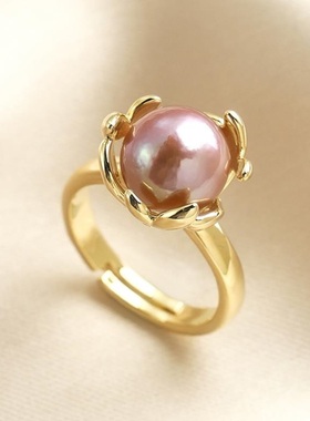 戴拉时尚花苞淡水珍珠开口戒指