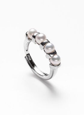 戴拉时尚淡水珍珠925银开口戒指