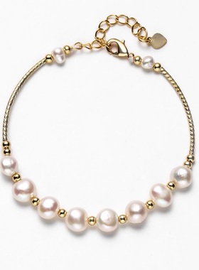 戴拉淡水珍珠手链女款时尚精致礼物手工串珠饰品 小众高级感手镯