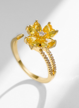 闪耀高级感时尚潮开口水晶花朵