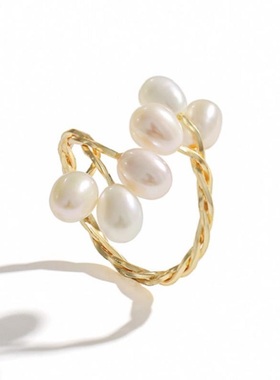 戴拉时尚优雅淡水珍珠开口戒指