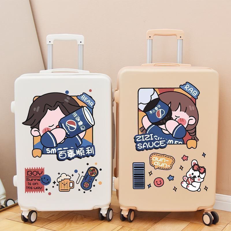 卡通可乐女孩行李箱贴纸学生拉杆箱旅行箱墙壁冰箱装饰防水贴画