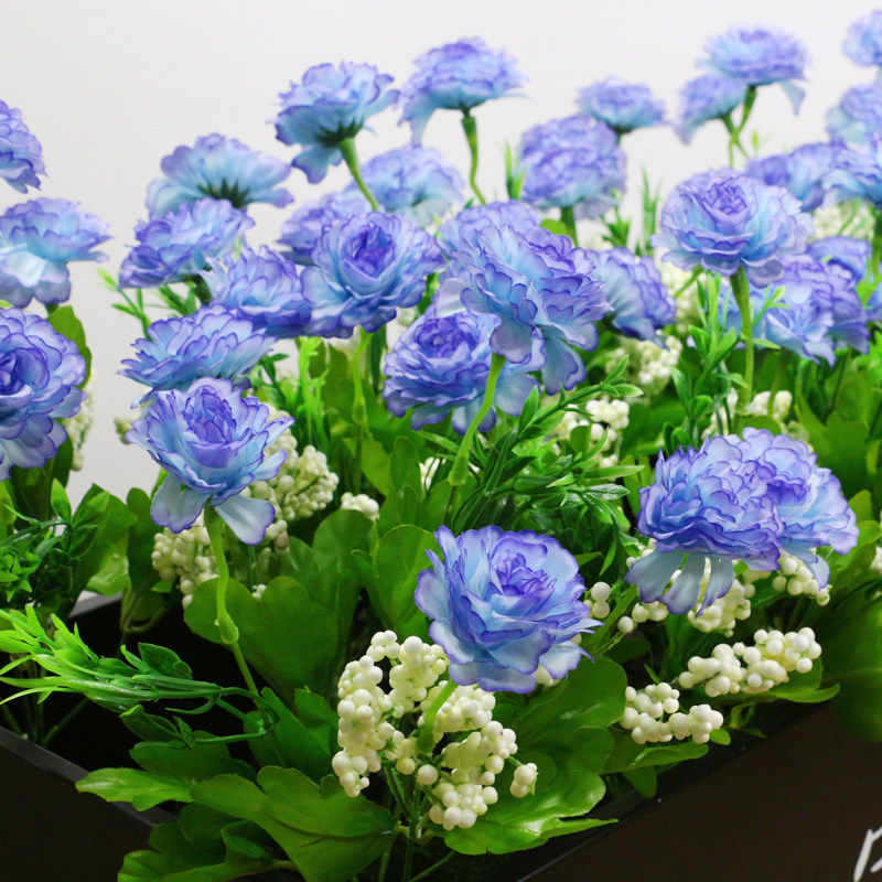 6头蔷薇仿真花芍药牡丹玫瑰茶花花箱绢花假花户外塑料花栅栏插花