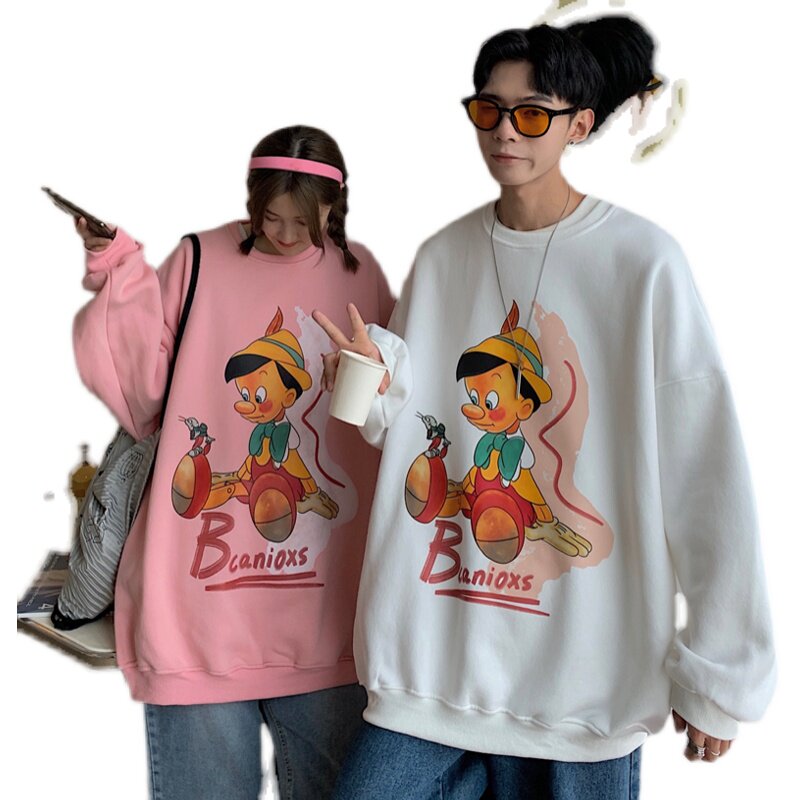 2021情侣装新款卡通涂鸦情侣卫衣女宽松大码外套G933P35男类,女装短外套,电商A339