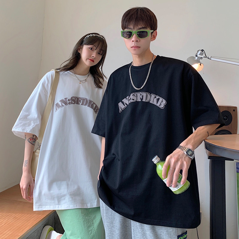 情侣装夏装潮流卡通印花情侣短袖T恤宽松半袖G1003P38男类,男装T恤,电商A339
