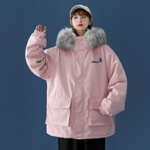 中性风冬装羊羔毛小熊棉衣情侣棉衣大毛领棉服男女G905P128