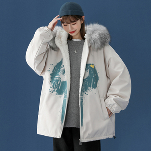 中性风 冬装 羊羔毛棉衣情侣棉衣大毛领棉服 男女 G900 P128图片