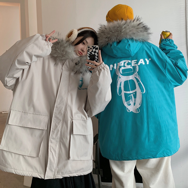 主推情侣装冬装加厚羊羔毛棉服太空人情侣棉衣外套G973P128女,男装棉衣,电商A339