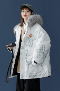 中性风 冬装 小熊满印棉衣情侣棉衣大毛领棉服 男女 G908 P138图片