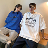 情侣装夏装简约卡通印花情侣短袖T恤衫宽松上衣G1012P30男类，男装T恤，电商A339