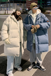 备战双十一 中长款过膝棉服假两件加厚情侣棉衣 女 G910 P158女类图片