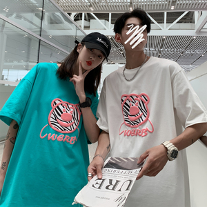 22情侣装夏装 发泡小熊印花情侣T恤衫圆领大码上衣 G921 P35男类图片