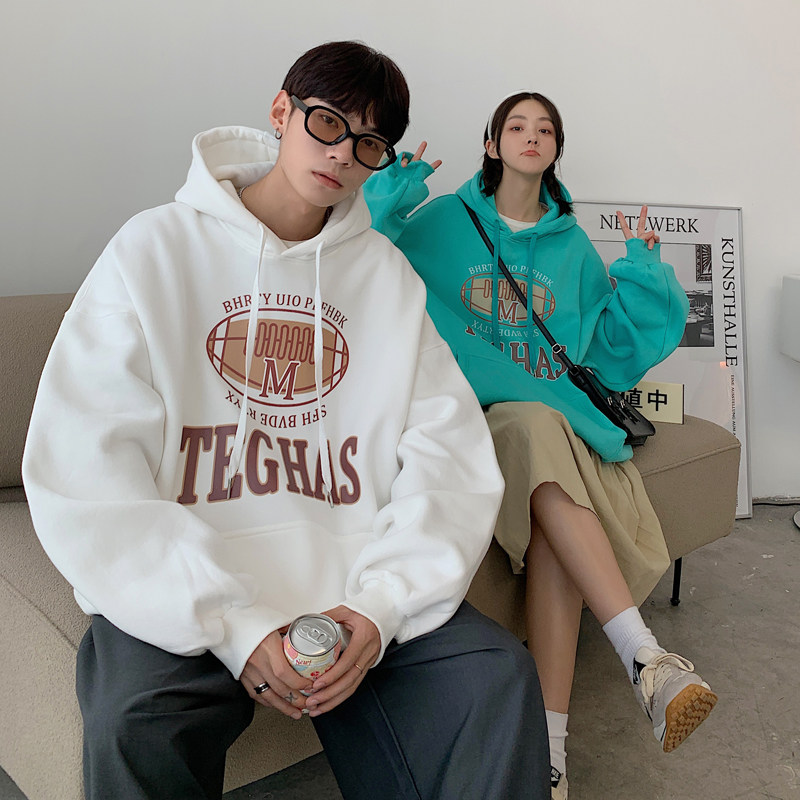 情侣装秋装 简约字母印花宽松大码情侣卫衣女外套 G956 P48 男类图片