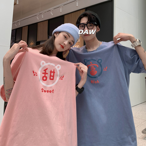 专区特惠！情侣装夏装 ins简约印花宽松短袖情侣T恤衫潮流 G922 P25 男装图片