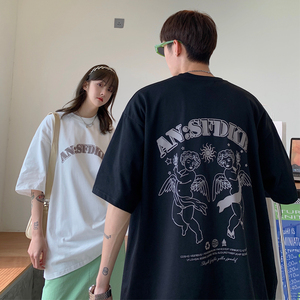 情侣装夏装 潮流卡通印花情侣短袖T恤宽松半袖 G1003 P38 女类图片