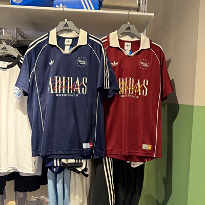 Adidas阿迪达斯三叶草男女复古足球风运动休闲短袖POLO球衣KY2192