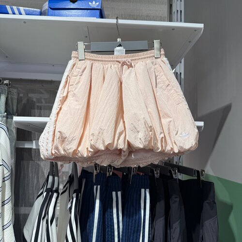 Adidas阿迪达斯三叶草气球版型褶皱短裤女子三条纹花苞裤 KY5069