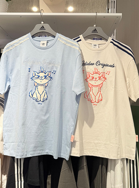 Adidas阿迪达斯三叶草女25夏迪士尼联名短袖玛丽猫半袖T恤KC3099
