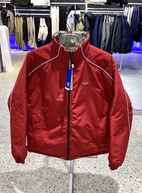 阿迪达斯三叶草棉服男2025新年款双面穿立领夹克外套KA0821KA0822