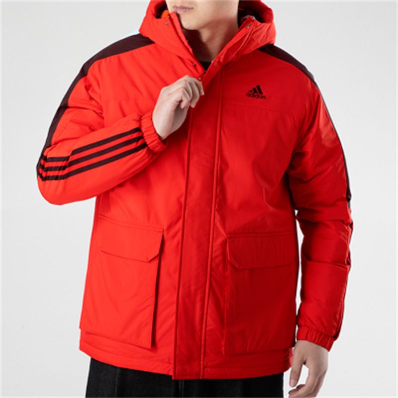 正品Adidas/阿迪达斯男子保暖运动休闲防风连帽棉衣外套 GN7382