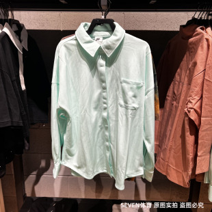 Nike耐克女子25秋新款条纹翻领宽松运动长袖衬衫外套 HV1957-353