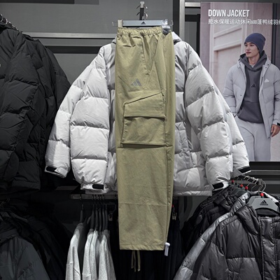 Adidas阿迪达斯男秋冬工装裤大口袋梭织宽松休闲直筒长裤JX1783