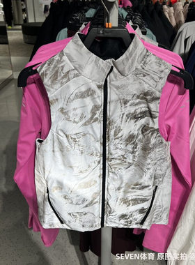 Nike耐克女子棉服马甲冬新款跑步运动背心迷彩立领外套HV2763-078